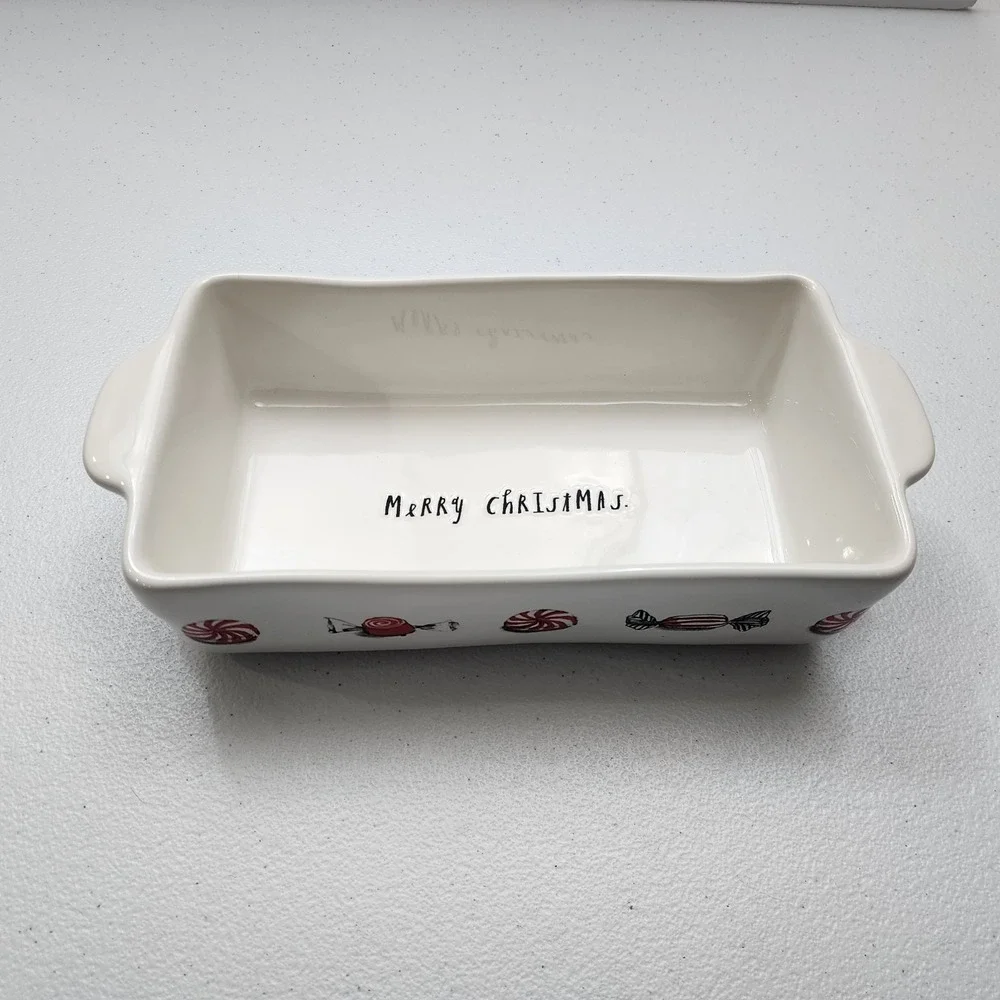 Rae Dunn Merry Christmas Peppermint Candy Loaf Pan 2019